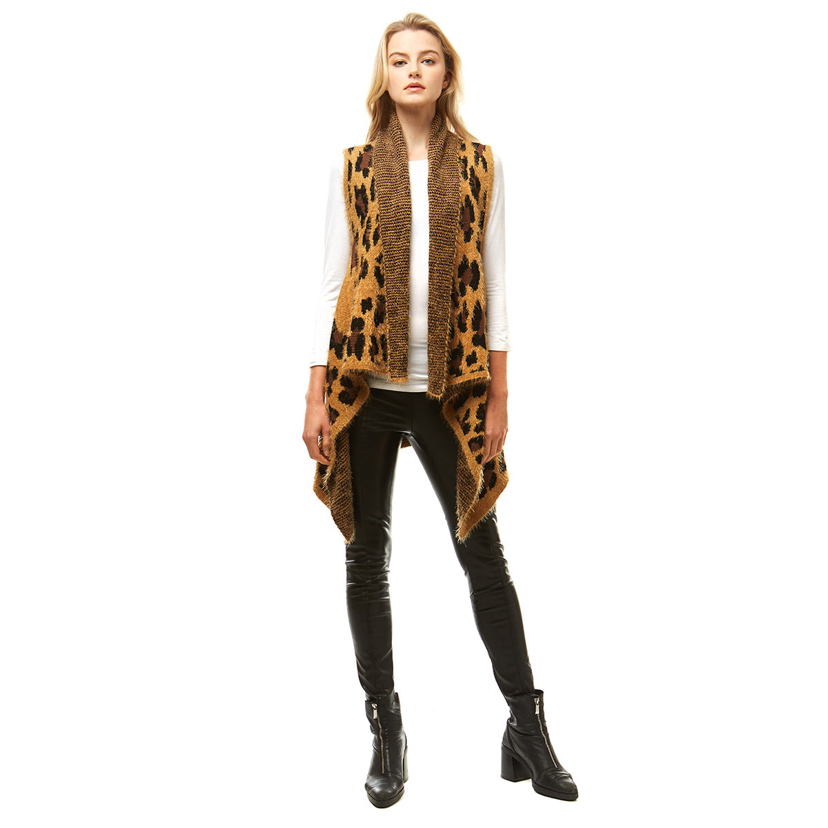 Brown Leopard Fuzzy Vest