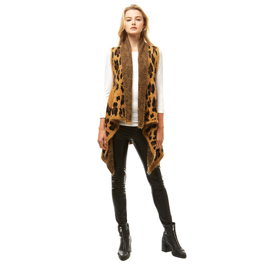 Brown Leopard Fuzzy Vest