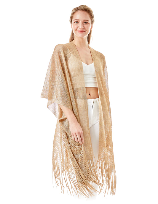 Gold Metallic Fringe Kimono