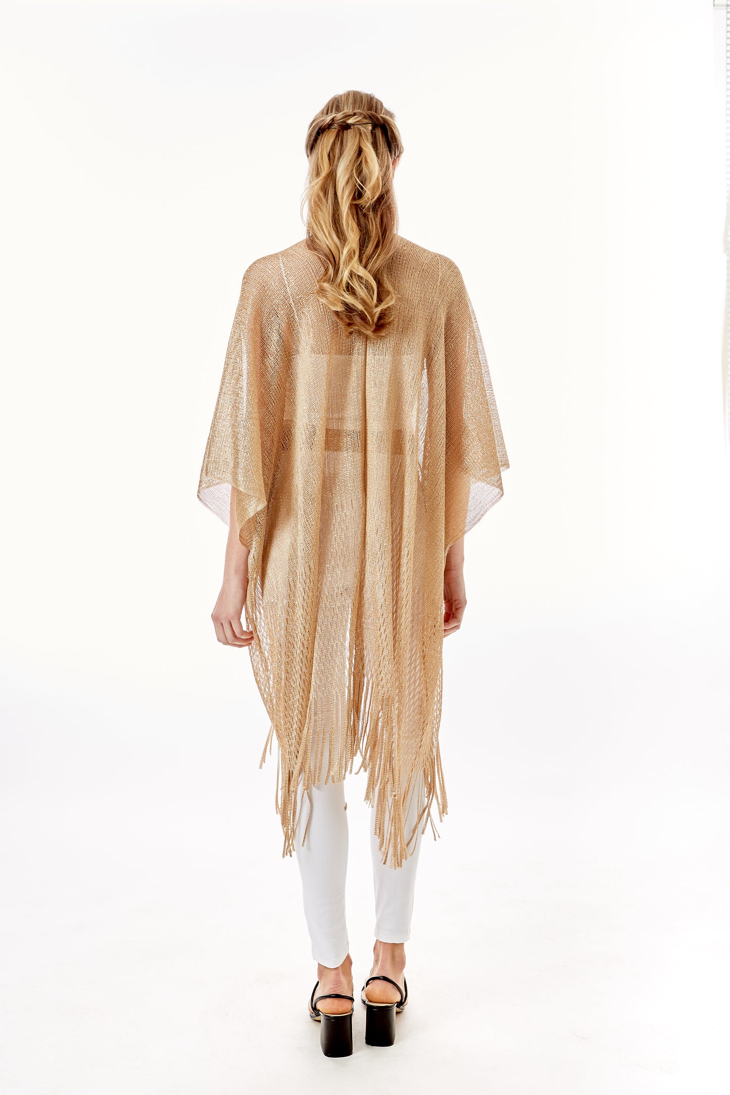 Gold Metallic Fringe Kimono