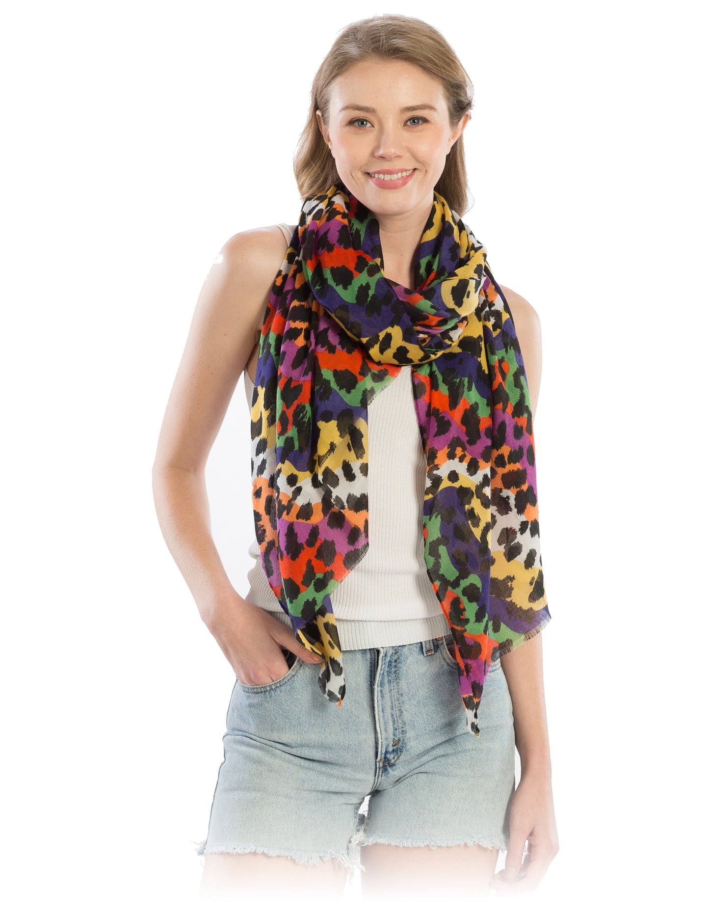 Multi Color Leopard Lightweight Scarf