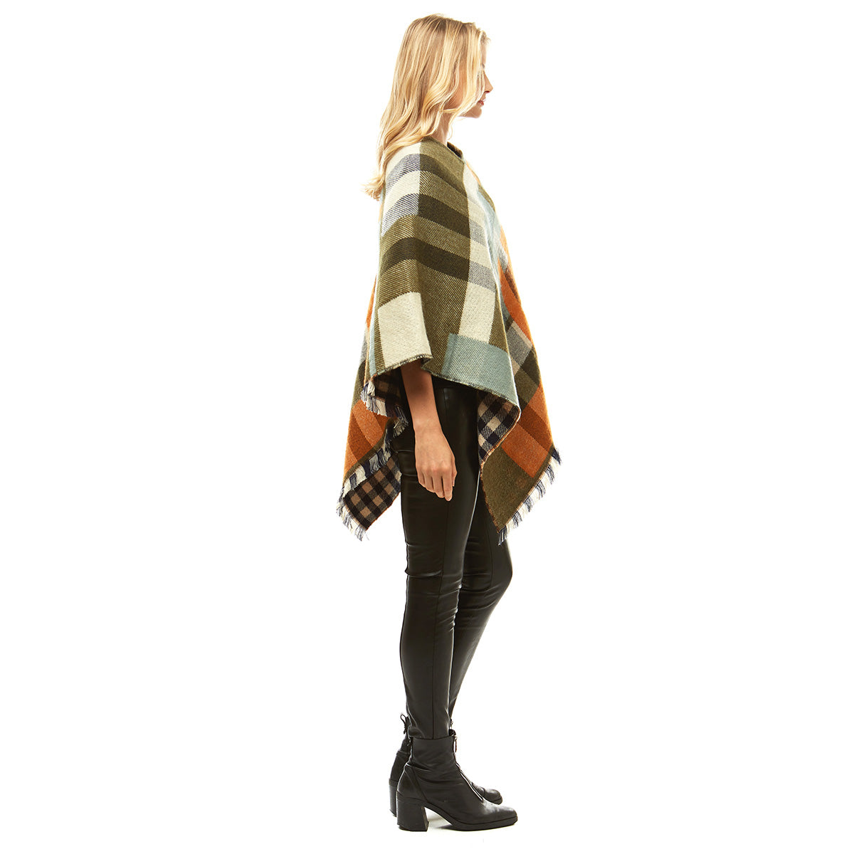 Olive Plaid Soft Poncho
