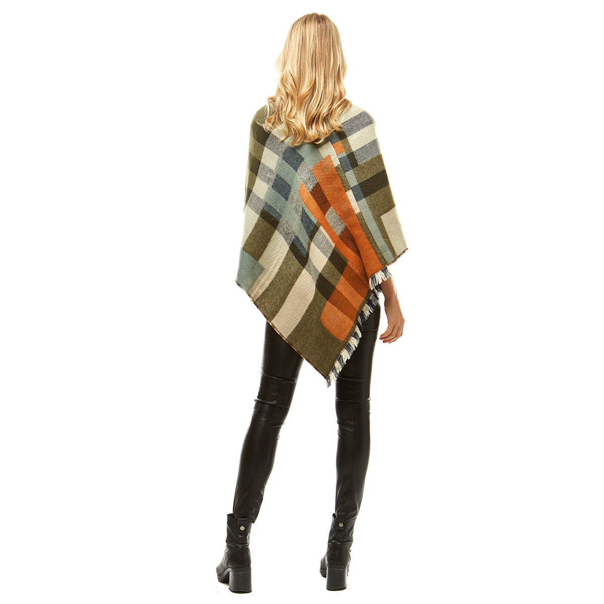 Olive Plaid Soft Poncho