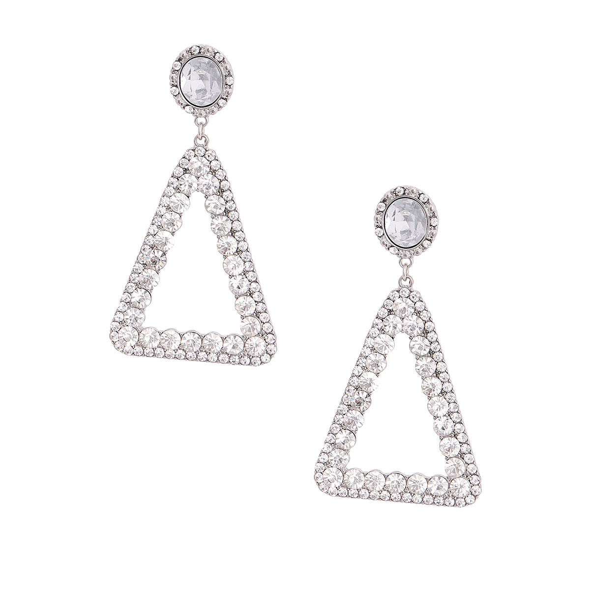 Silver Stone Triangle Earrings