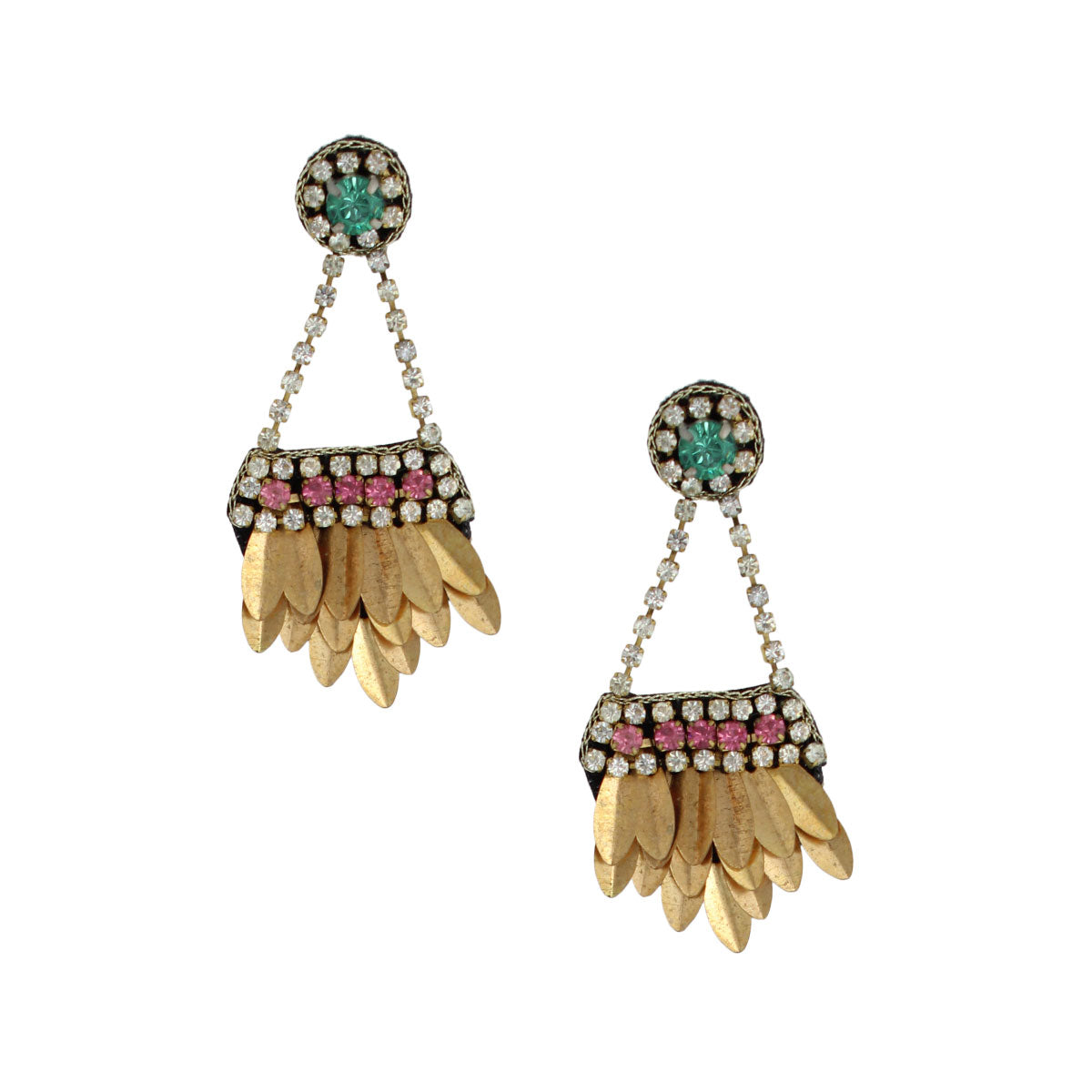 Rhinestone Hanging Leaves Earrings