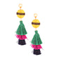 Wrapped Ball Stacked Tassel Earrings