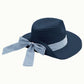 Navy Striped Bow Fedora Hat