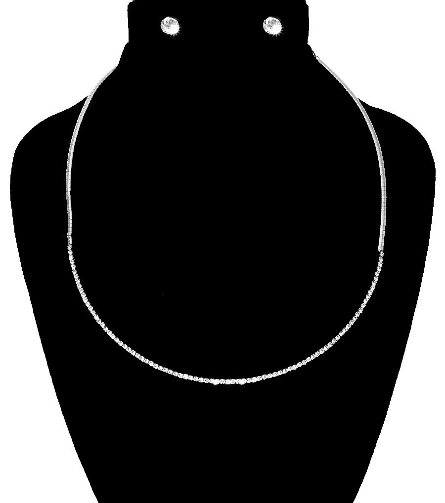 Stoned Simple Necklace Set