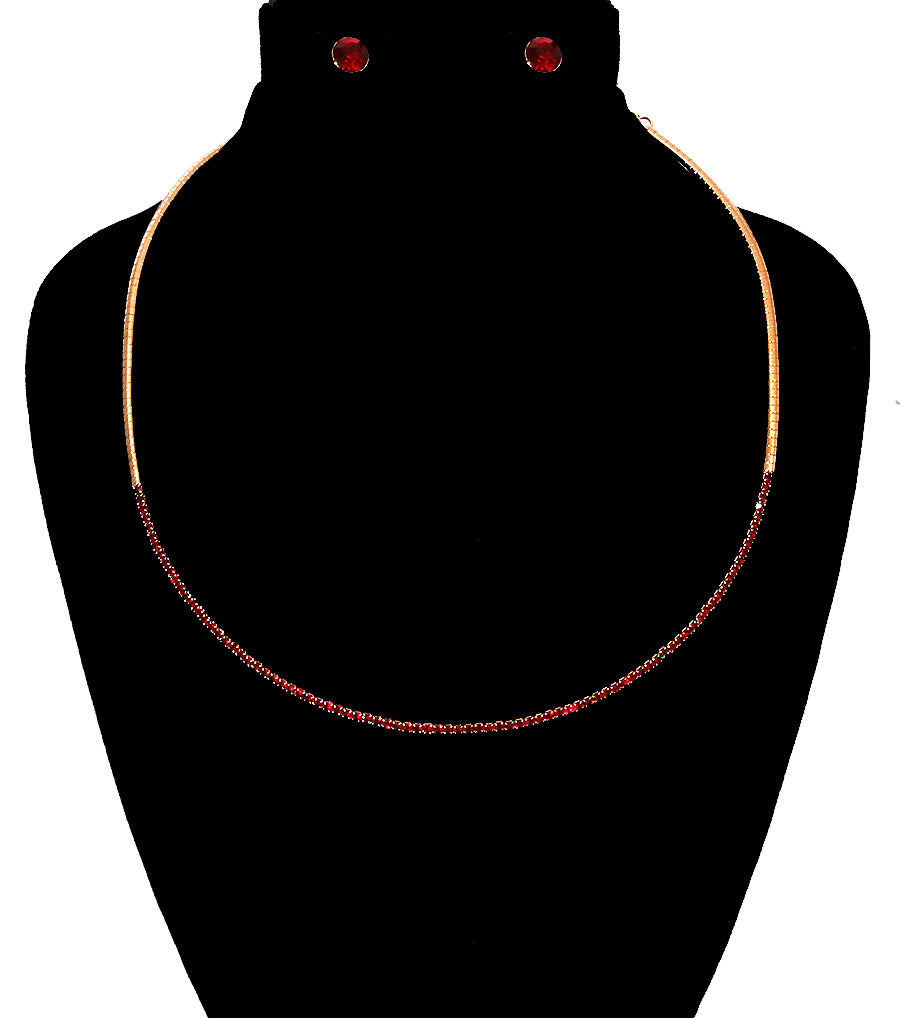 Stoned Simple Necklace Set