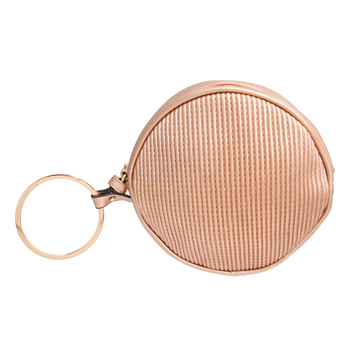 Rose Gold Ribbed Circle Crossbody Wristlet