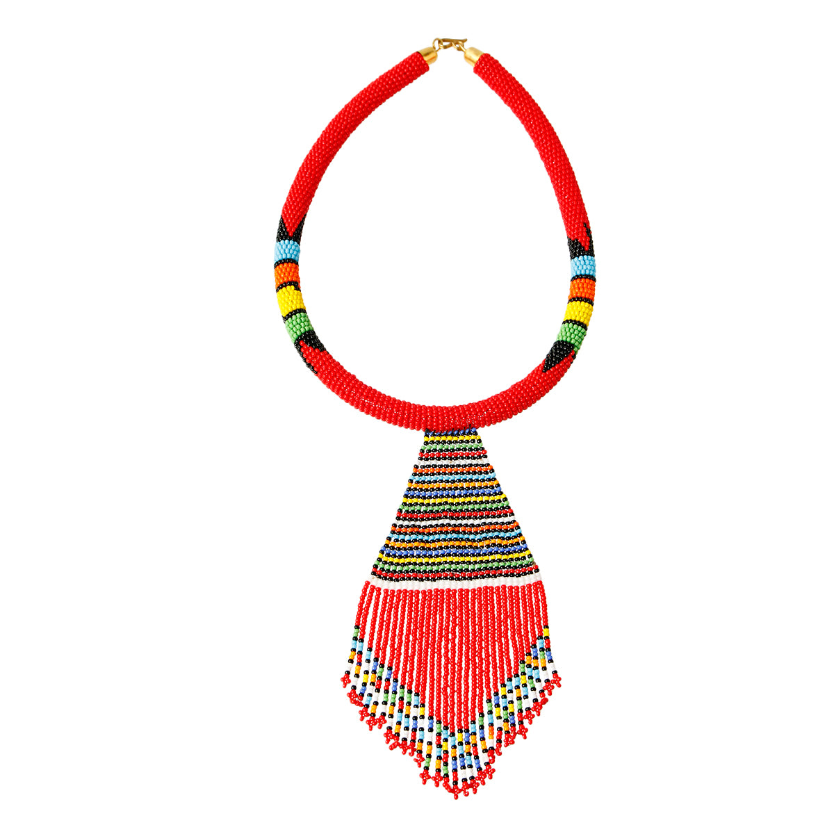 Red Bead Tassel Necklace