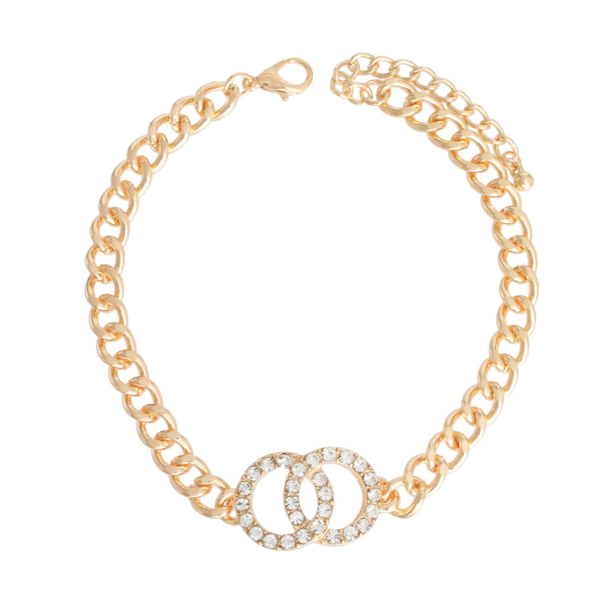 Gold Linked Ring Stone Anklet