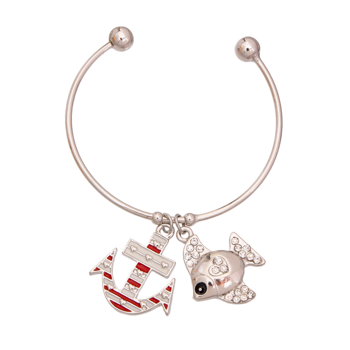 Burnished Silver Fish Charm Bracelet