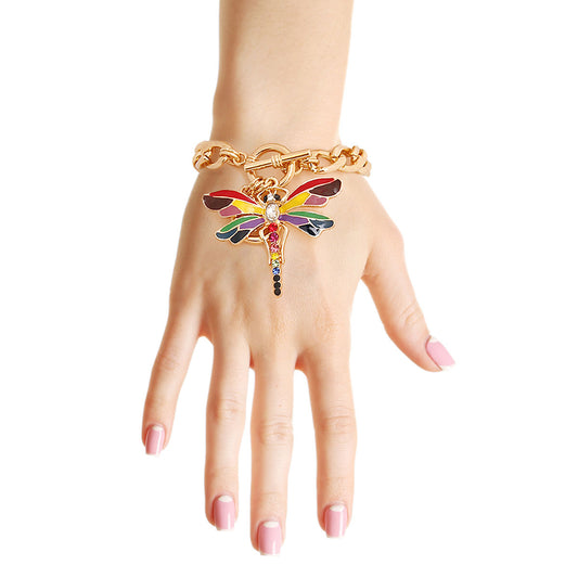 Rainbow Dragon Fly Chain Bracelet