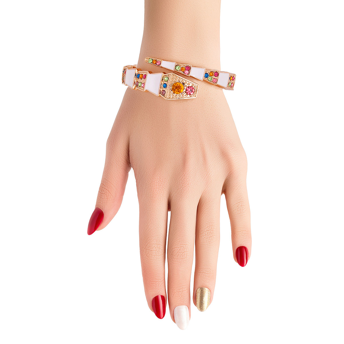 Luxury White 3D Snake Wrap Cuff