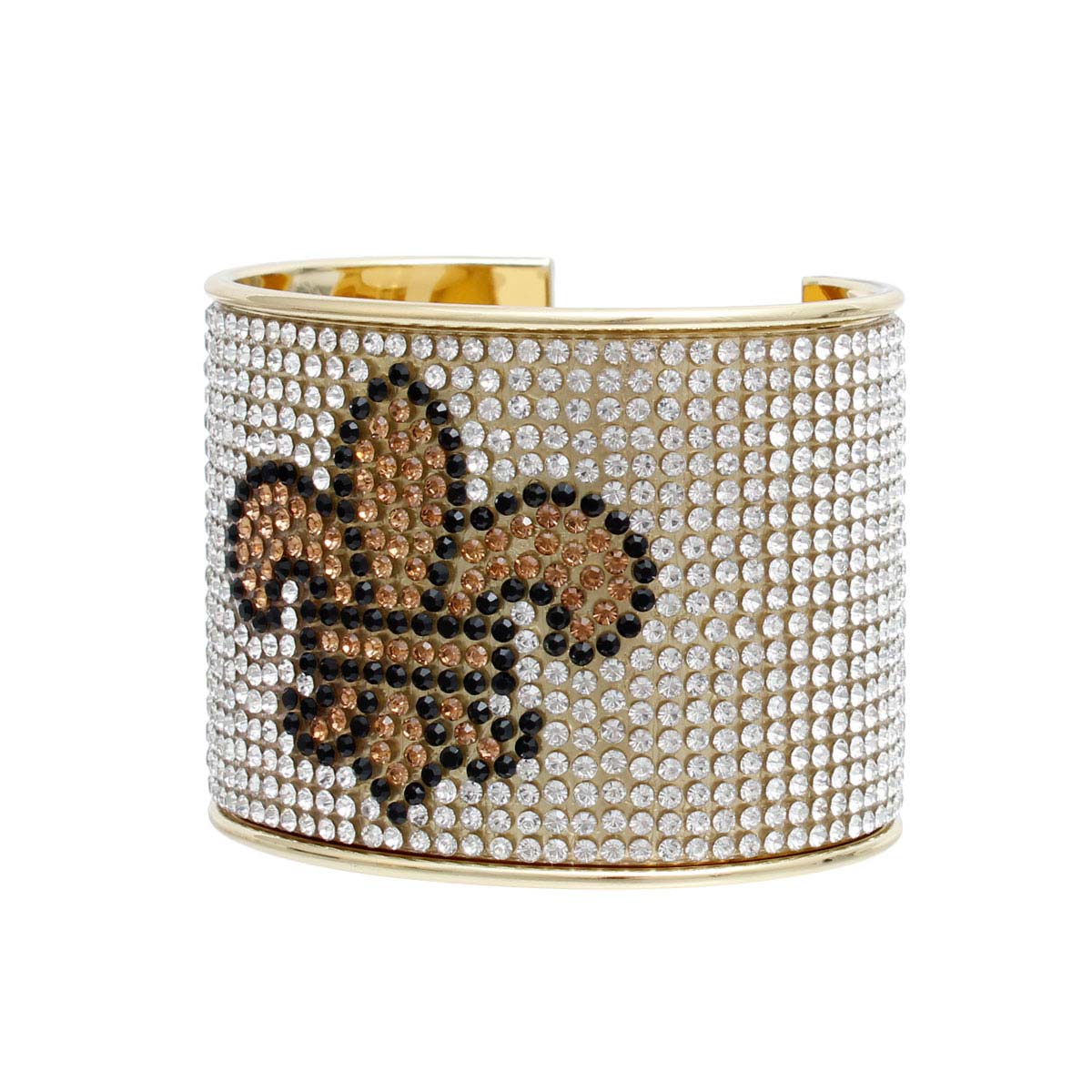 Rhinestone Fleur de Lis Gold Cuff