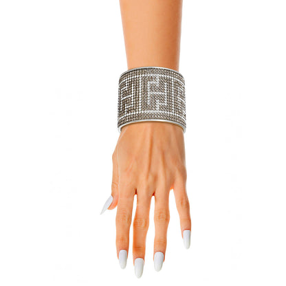 Silver Greek Key Designer Silver Cuff