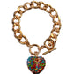 Multi Color Rhinestone Heart Toggle Bracelet