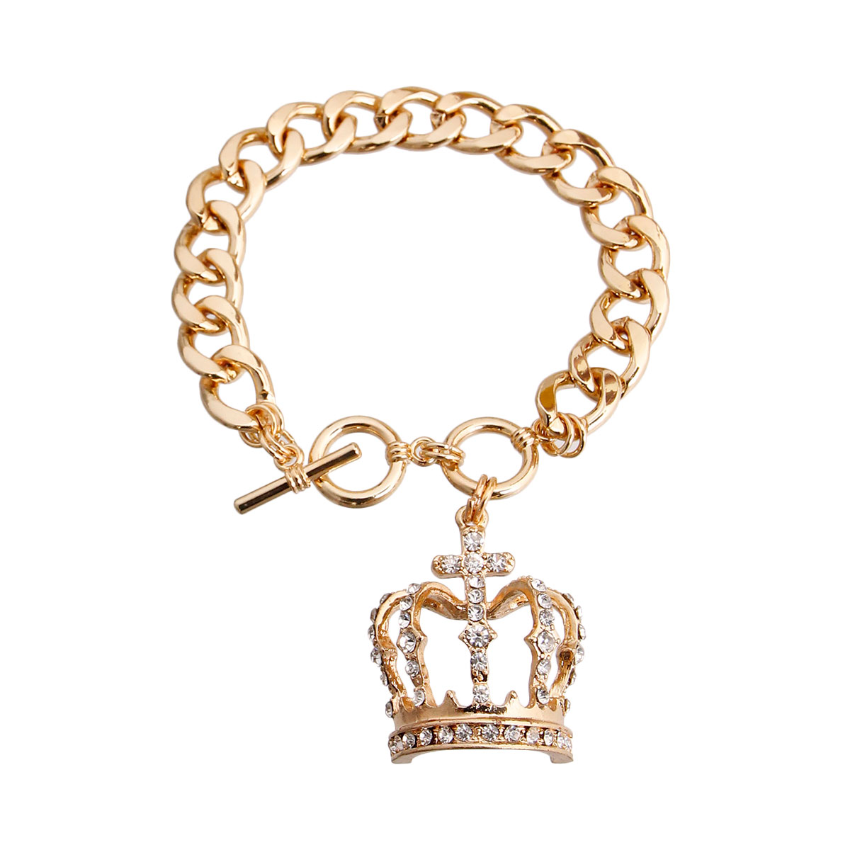 Gold Crown Toggle Bracelet