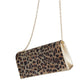 Leopard Rhinestone Flap Clutch