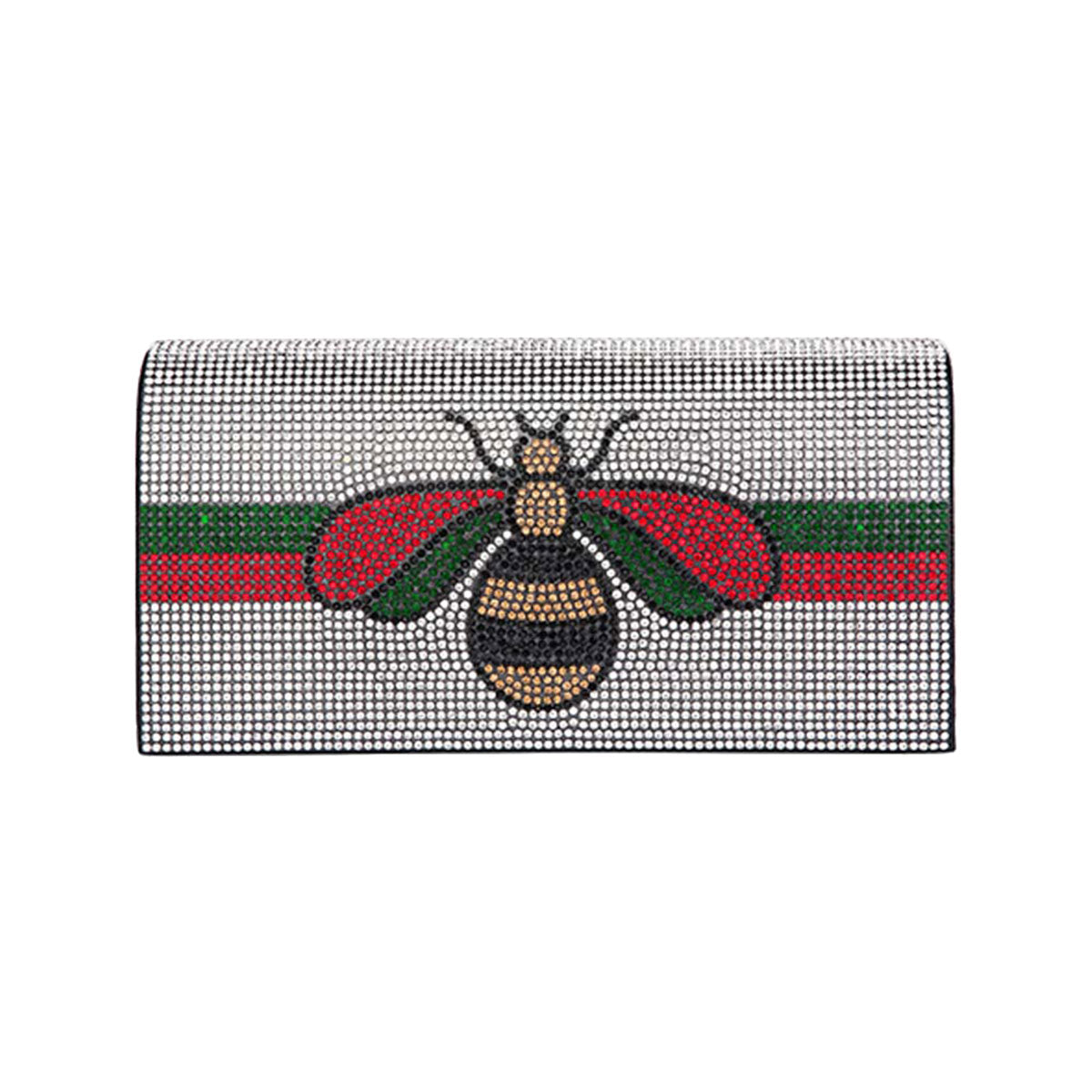 Designer Bee Rhinestone Flap Clutch