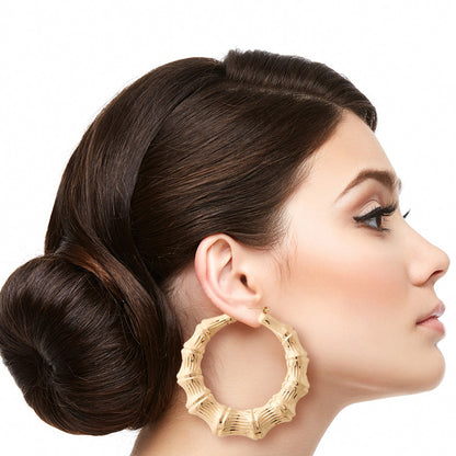 Gold Bamboo Hoop Earrings