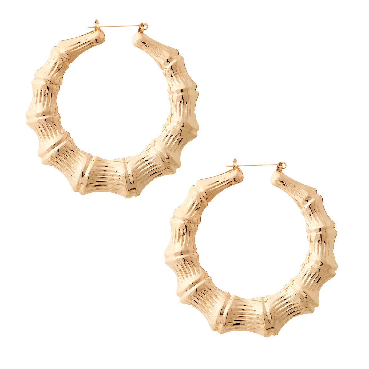 Gold Bamboo Hoop Earrings