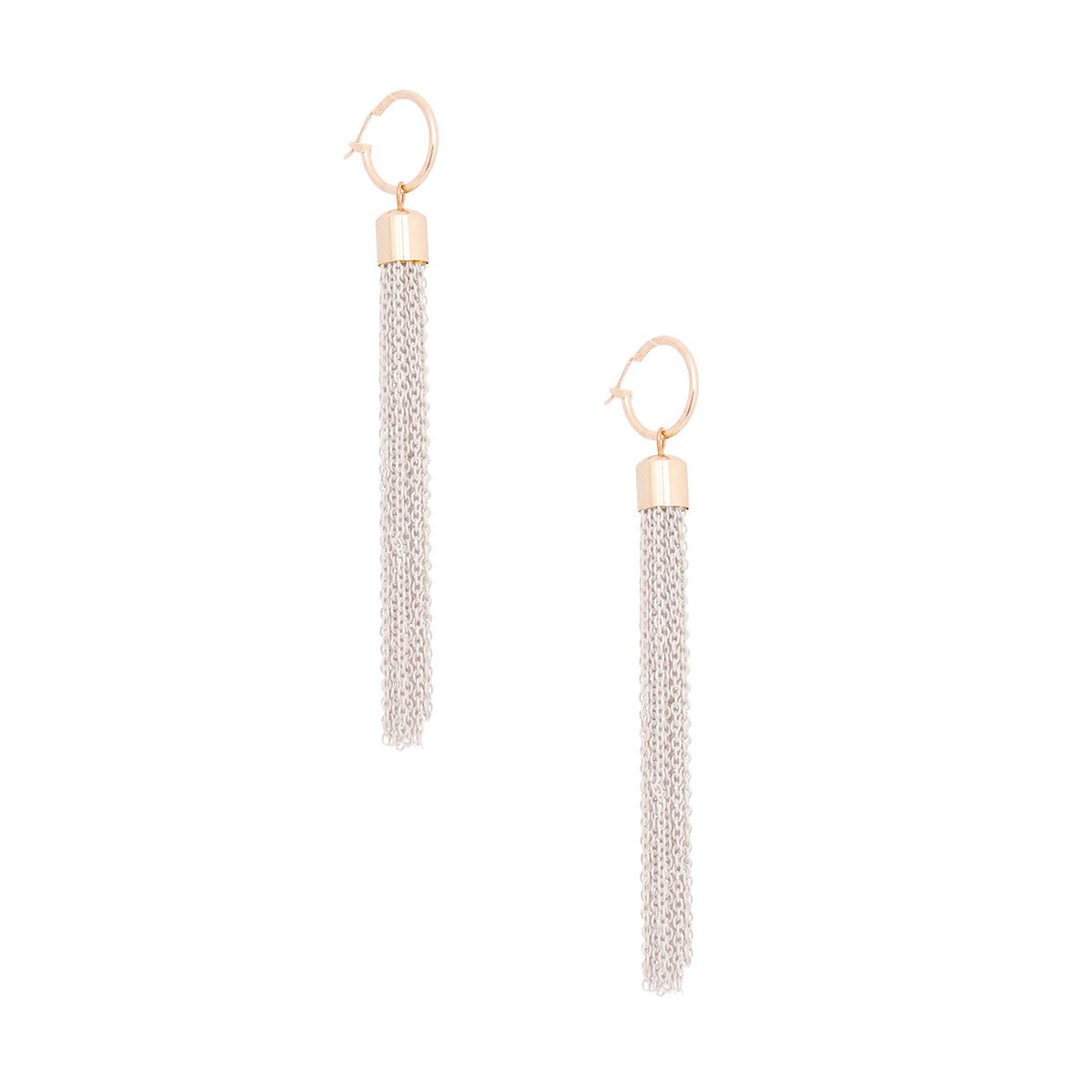 White Chain Tassel Baby Hoops