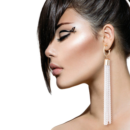 White Chain Tassel Baby Hoops