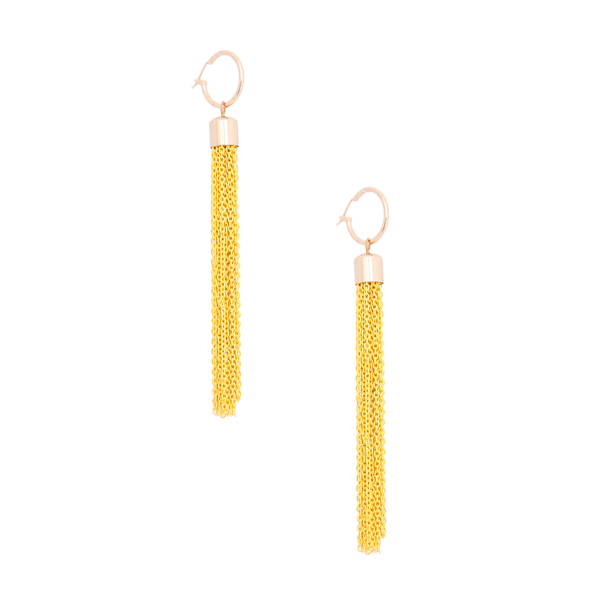 Yellow Chain Tassel Baby Hoops