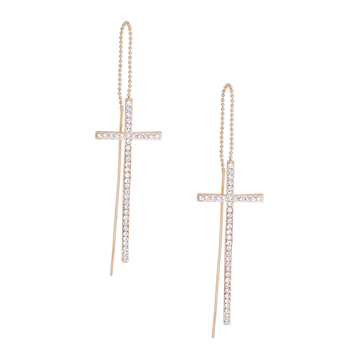 Gold Cross Thread Earrings