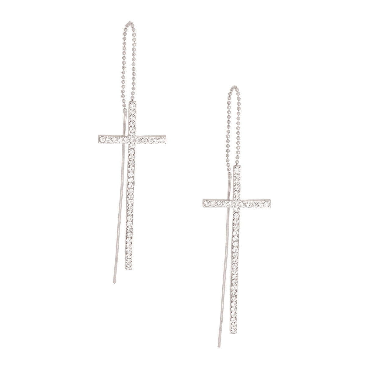 Silver Cross Thread Earrings