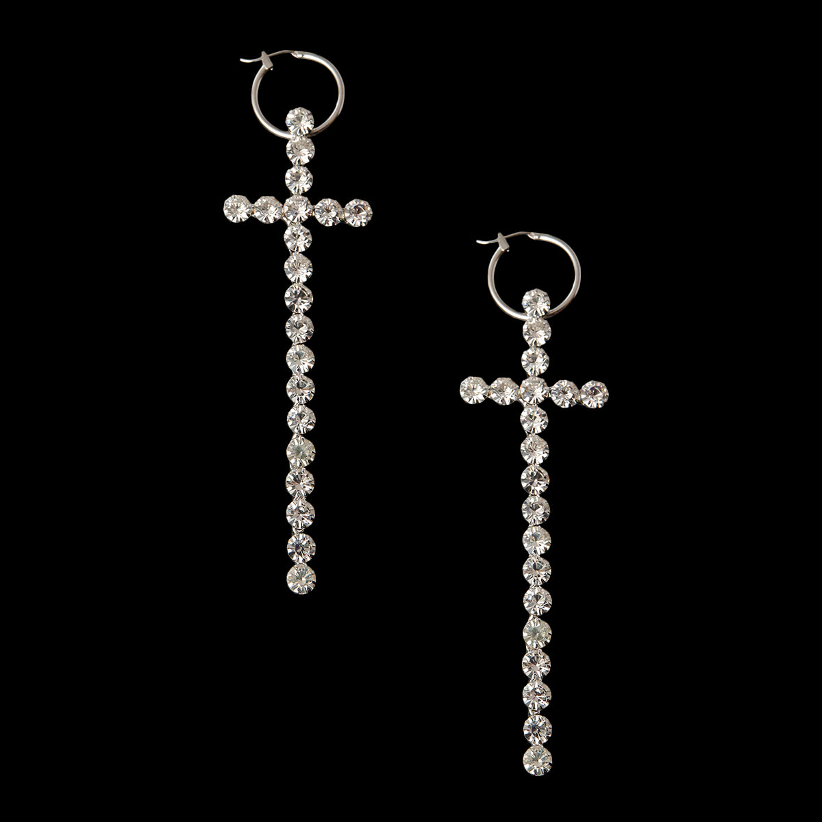 Rhinestone Cross Baby Hoop Earrings