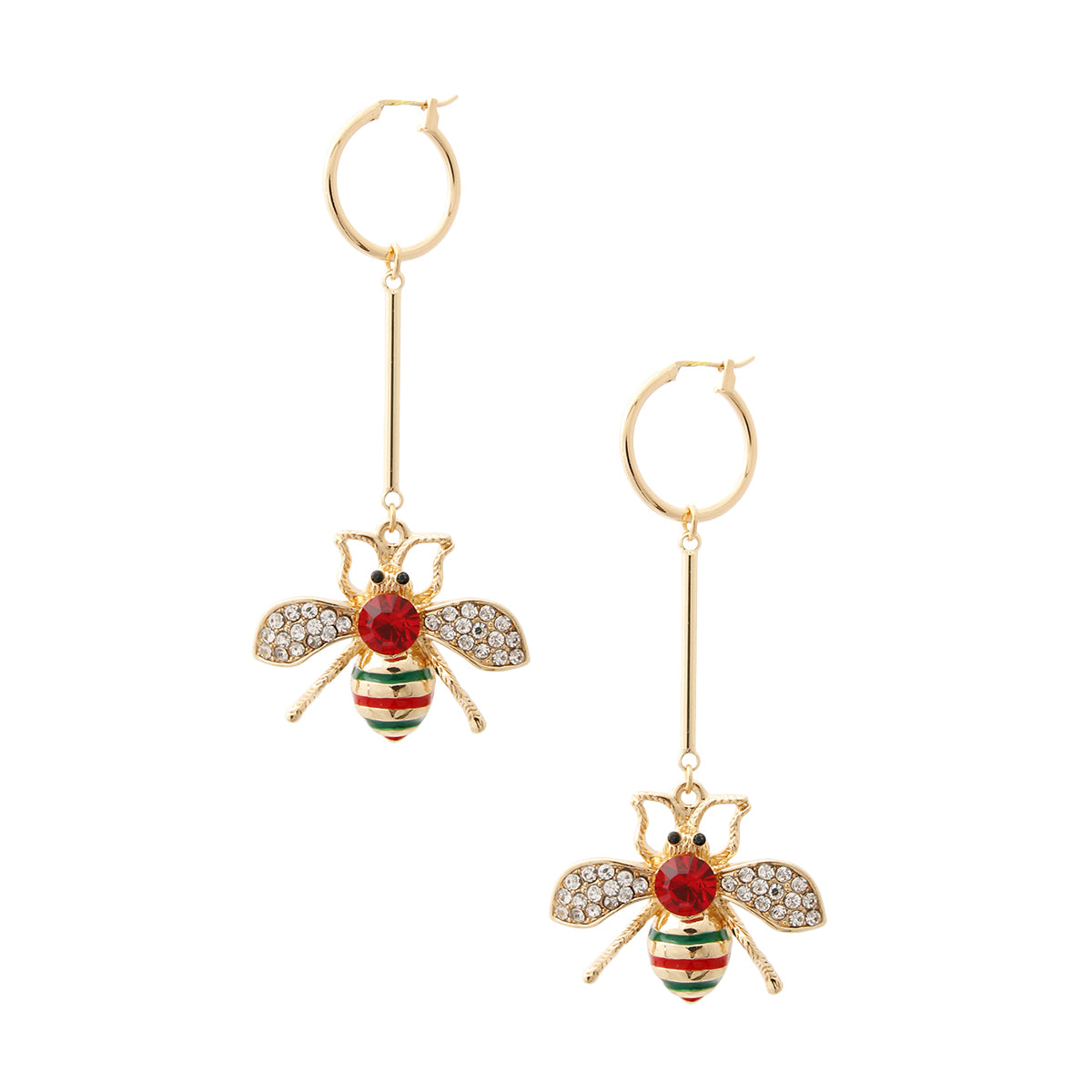 Rhinestone Bee Drop Earrings