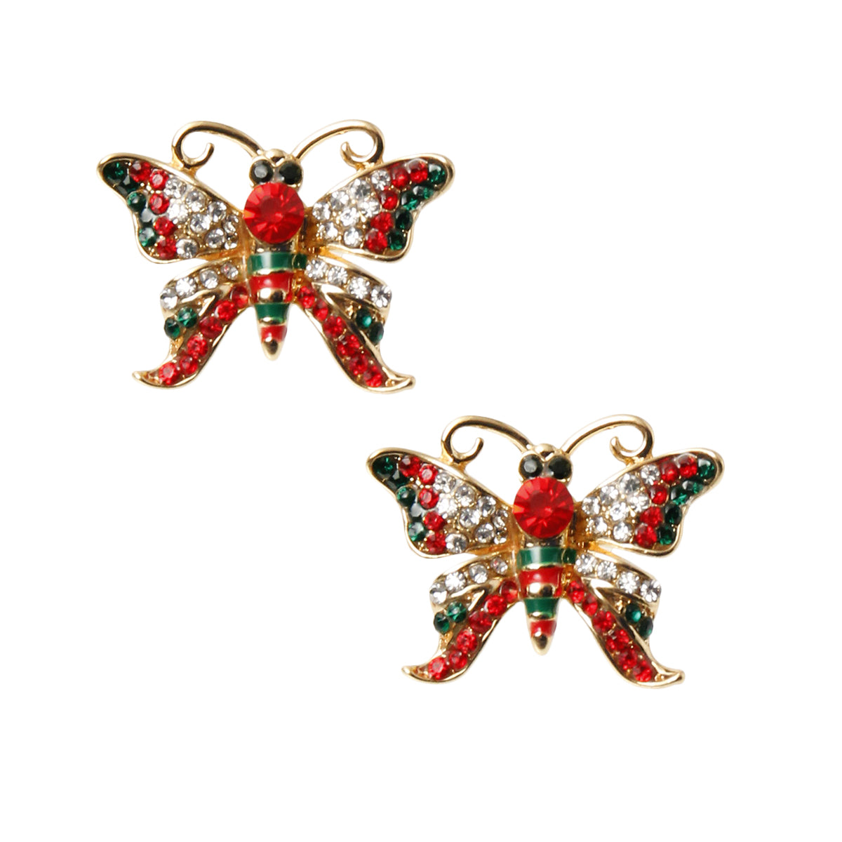 Rhinestone Butterfly Stud Earrings