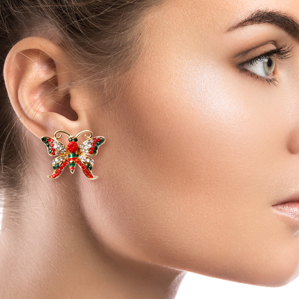 Rhinestone Butterfly Stud Earrings