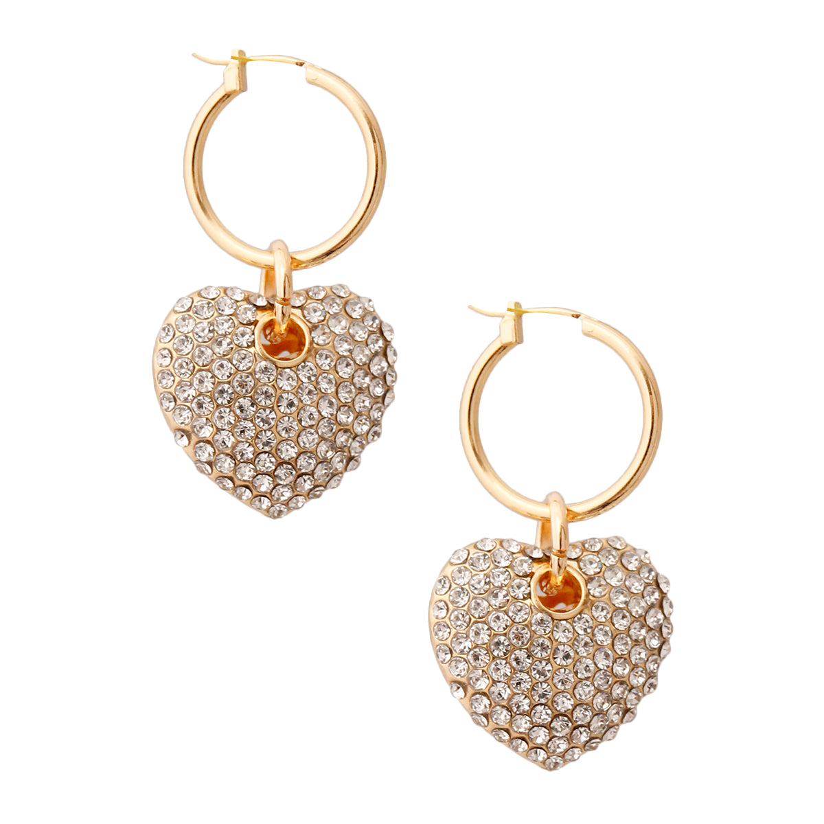 Rhinestone Heart Hoop Earrings