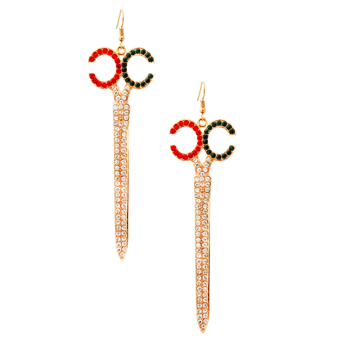 Rhinestone Scissor Drop Earrings