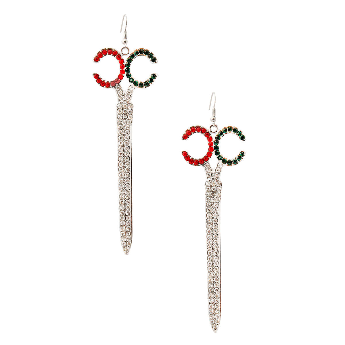 Rhinestone Scissor Drop Earrings