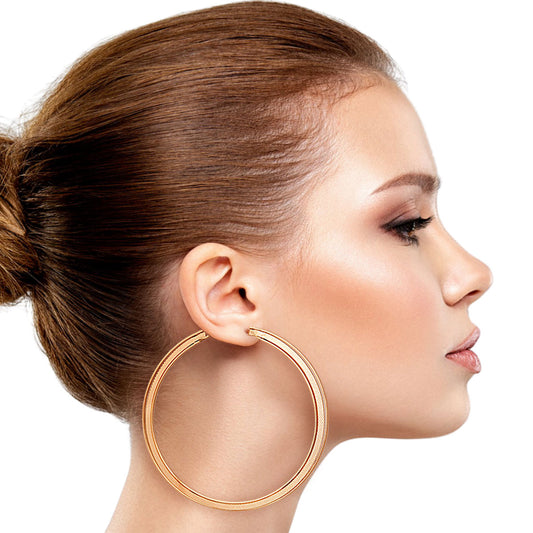 Flat Textured Gold Hoops