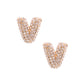 V Rhinestone Gold Studs