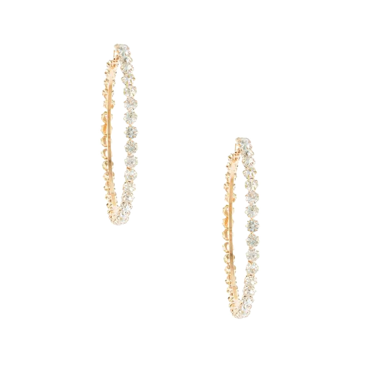 Gold Rhinestone 3.5 inch Hoops