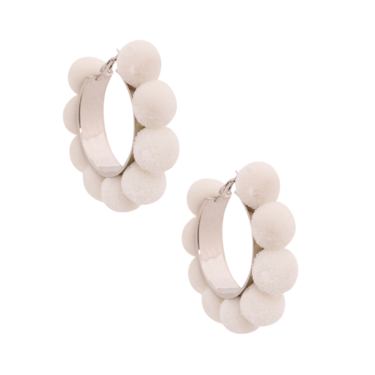 White Pom Pom Hoops