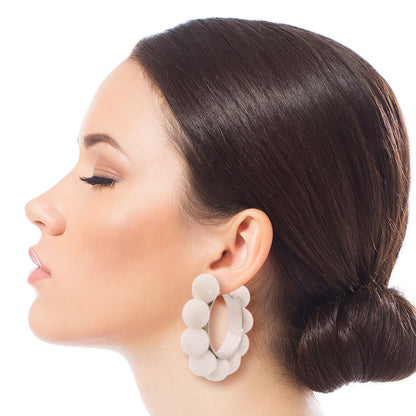 White Pom Pom Hoops