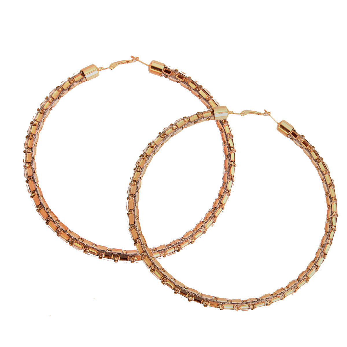 Gold Crystal Tube Hoops