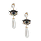 Cream Teardrop Evil Eye Earrings