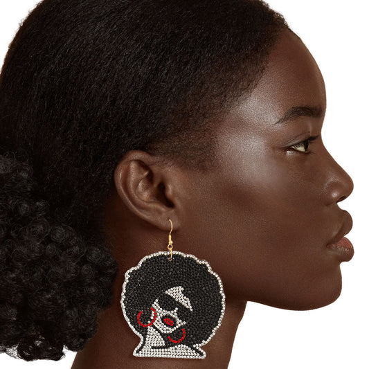 Black Afro Woman Earrings