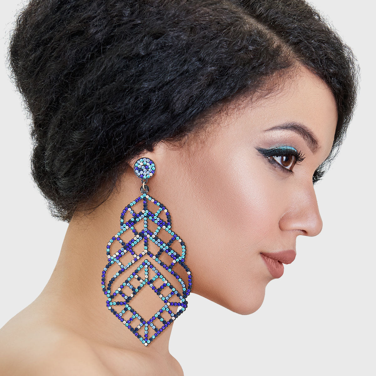 Blue Filigree Rhinestone Earrings