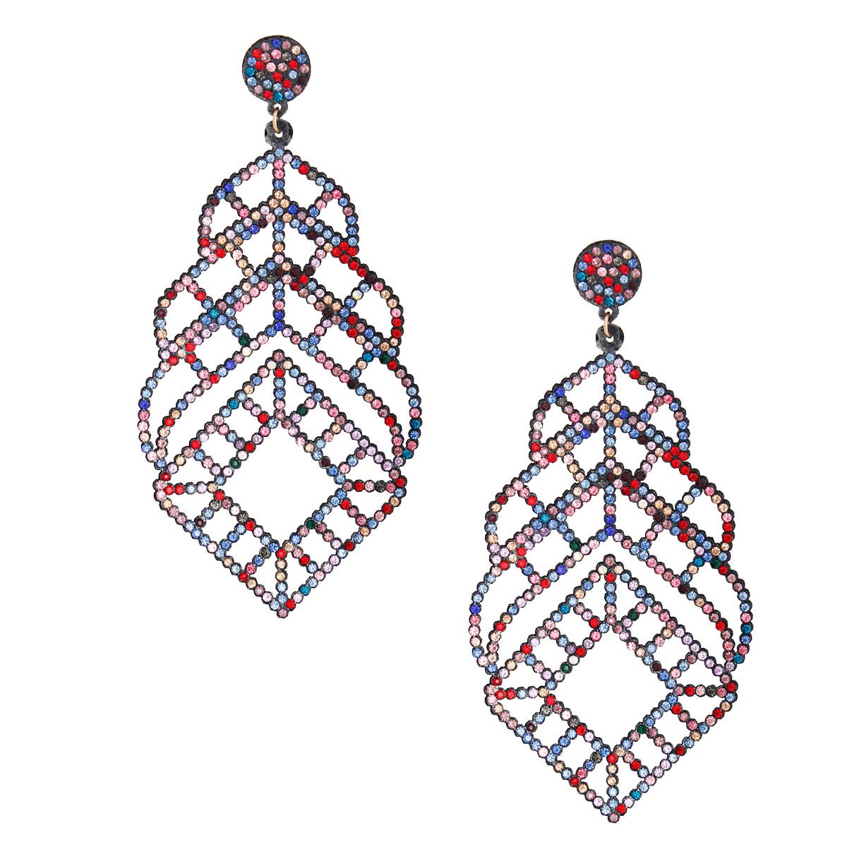 Multi Filigree Rhinestone Earrings