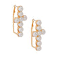 Cream Pearl Stud Cross Hoops